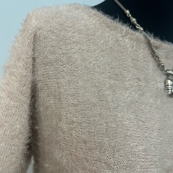 Nine West Fuzzy pink Crew Neck Sweater - Picture 3 of 4